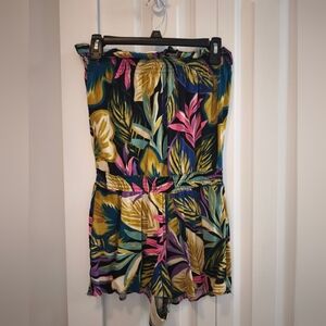 Tropical Leaf Print Romper